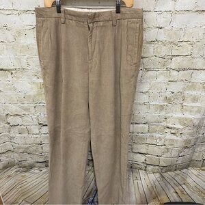 Nautica Tan Corduroy Pleated Straight Leg Cotton Pants